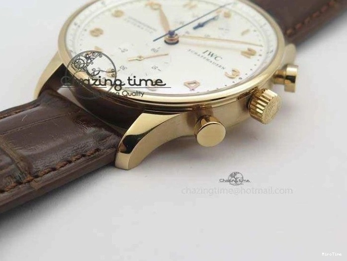 MIROTIME 0418 Portuguese Chrono RG IW371480 ZF 1:1 Best Edition White Dial On Brown Leather Strap A7750 V HighPerformance 7266